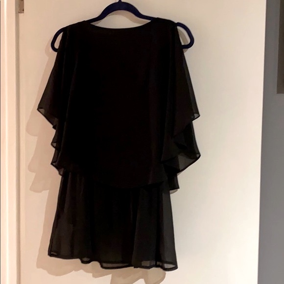 🍒 Cold Shoulder Black Top w/ Sheer Overlay!!! - Picture 7 of 10
